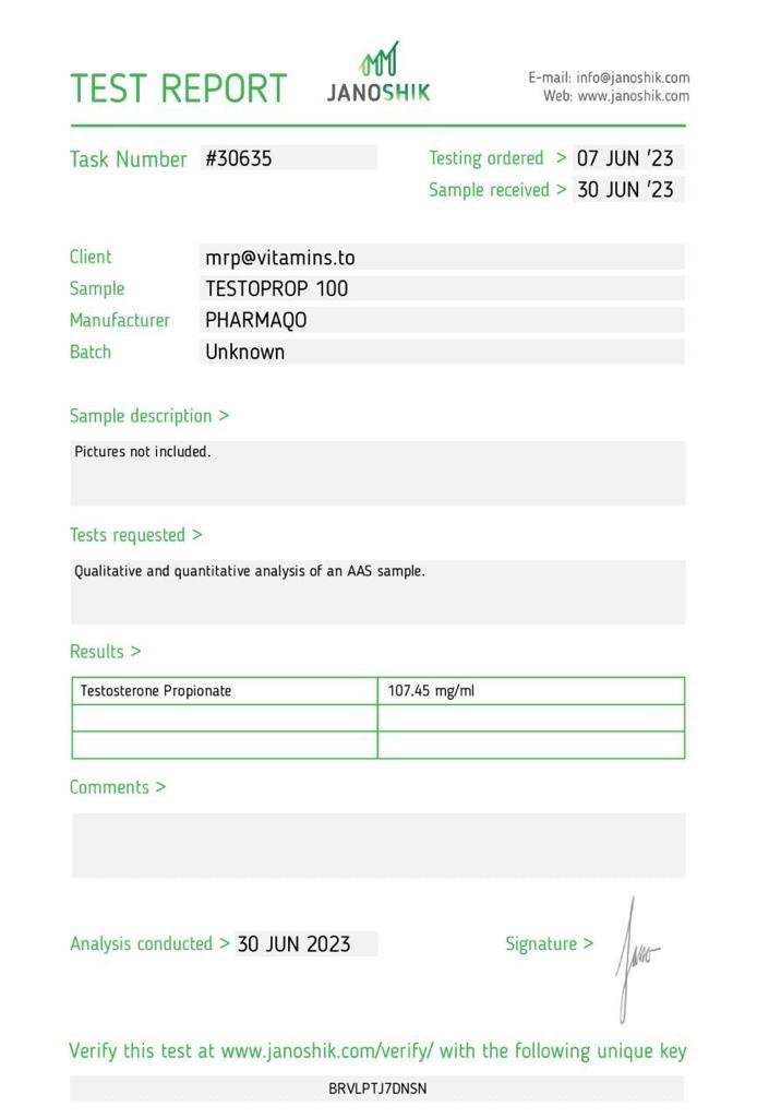 pharmaqo labs testoprop 100 test propionate